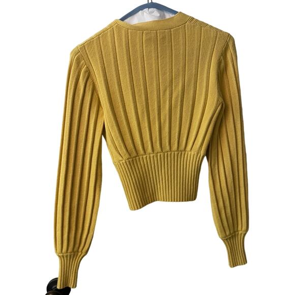 aritzia wildfred yellow plunge cardigan with abalone buttons - XS - NWOT - Picture 2 of 5